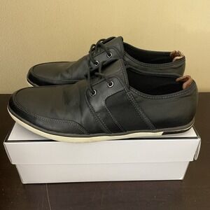Call It Spring Mens Black Faux Leather Mesh Casual Sneakers Low Top Shoes